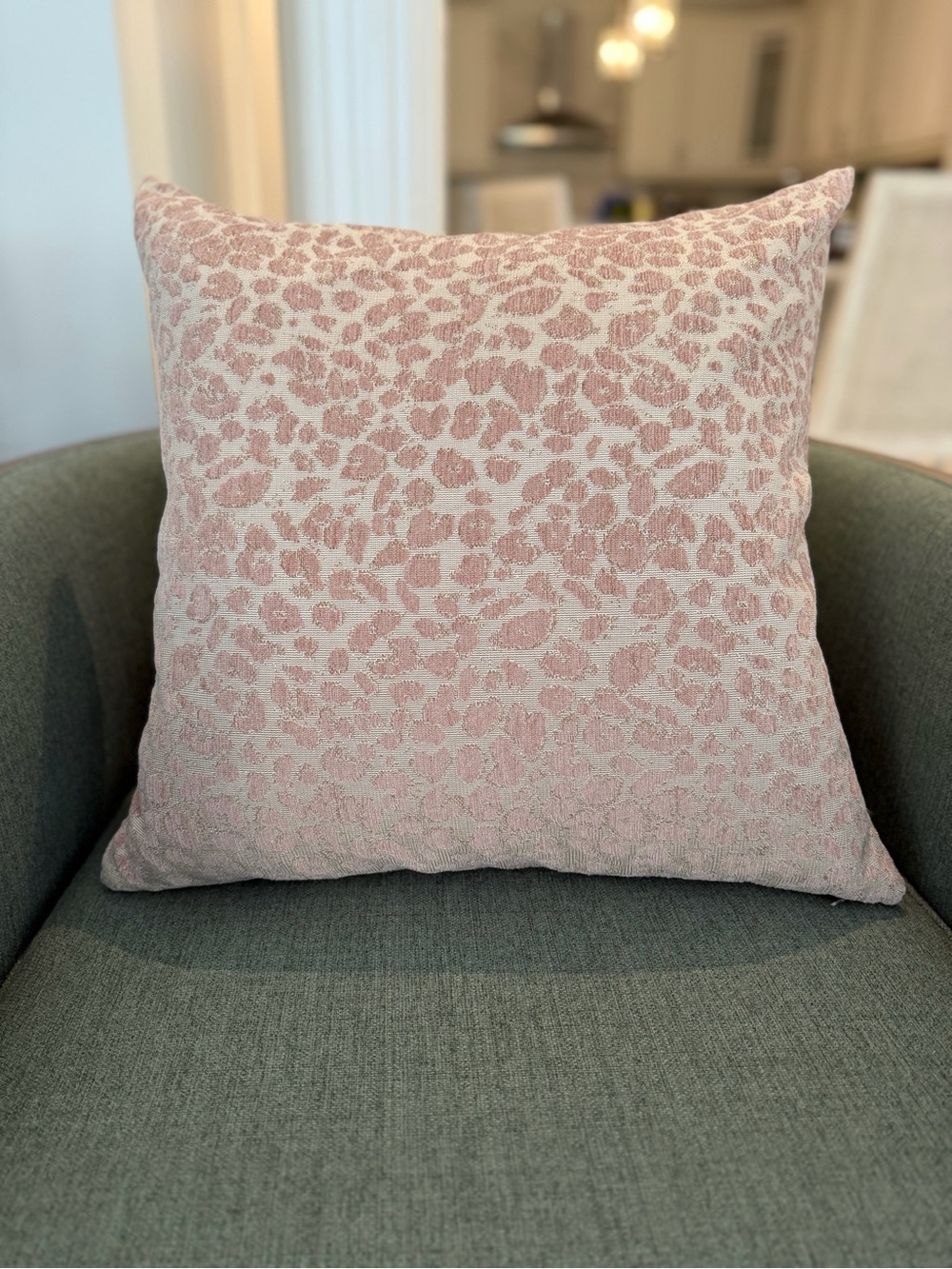 Ethan Allen - Blush Leopard Jacquard Throw Pillow - Home Accents